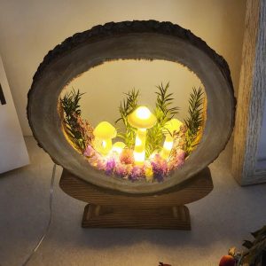 Log Dried Flower Mushroom Lamp