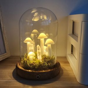 Crystals Clear Quartz Crystal Vintage White Mushroom Lamp