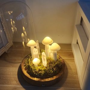 Crystals Clear Quartz Crystal Vintage White Mushroom Lamp