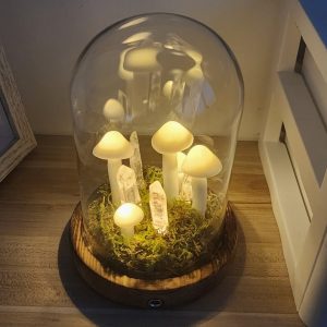 Crystals Clear Quartz Crystal Vintage White Mushroom Lamp