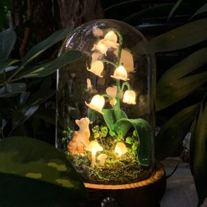 Lily of the Valley Night Light Cat & Flower Lights Wild Mushroom Lamp