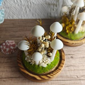 White Dried Flower Mushroom Lamp