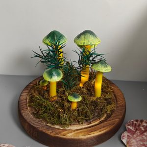 Handmade Dark Green Mushroom Lamp