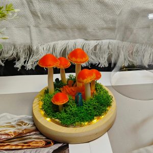 Orange Crystal Mushroom Lamp Dried Flower