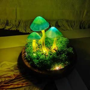 Cozy Blue Glow Mushroom Art Decor Mushroom Lamp