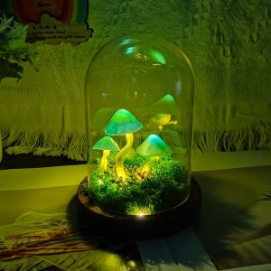 Cozy Blue Glow Mushroom Art Decor Mushroom Lamp