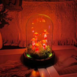 Enchanted Glow Red Dried Flower Mushroom Night Lamp