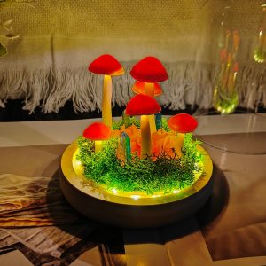 Orange Crystal Mushroom Lamp Dried Flower