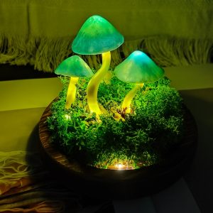 Cozy Blue Glow Mushroom Art Decor Mushroom Lamp