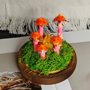 Enchanted Glow Red Dried Flower Mushroom Night Lamp