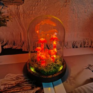 Enchanted Glow Red Dried Flower Mushroom Night Lamp