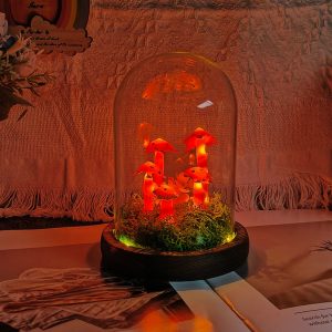 Enchanted Glow Red Dried Flower Mushroom Night Lamp