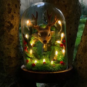 Vintage Elk Lamp with Bell Deer Lovers