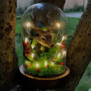 Vintage Elk Lamp with Bell Deer Lovers