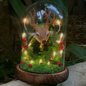 Vintage Elk Lamp with Bell Deer Lovers