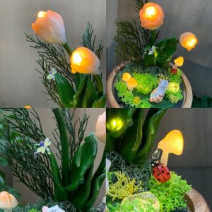 Tulip lamp Mushroom Lamp Cute Cat & Birth Flower Lamp