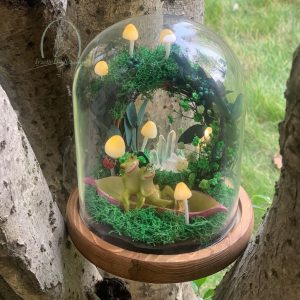 Mushroom Wreath Lamp Cute Pea Frog with Ladybug Owl  Crystal