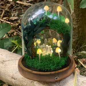 Mushroom Wreath Lamp Cute Pea Frog with Ladybug Owl  Crystal