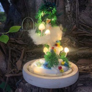 Cat and Mushroom Night Light Pet Sympathy Memorial Gift