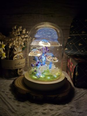 Wonderland Mushroom Room Lamp Dried Flower Night Light